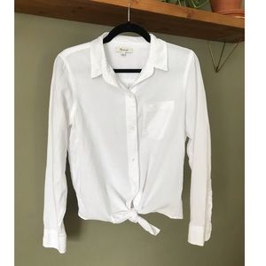 Madewell white tie-front button down